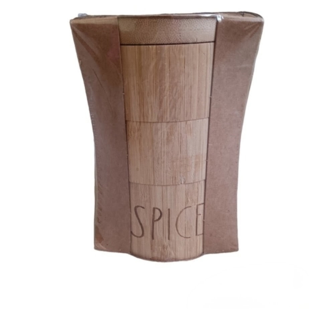 Rae Dunn Spice Box Organic Bamboo 3 Tiered Sliding Cylinders Wood Gift - Picture 2 of 7